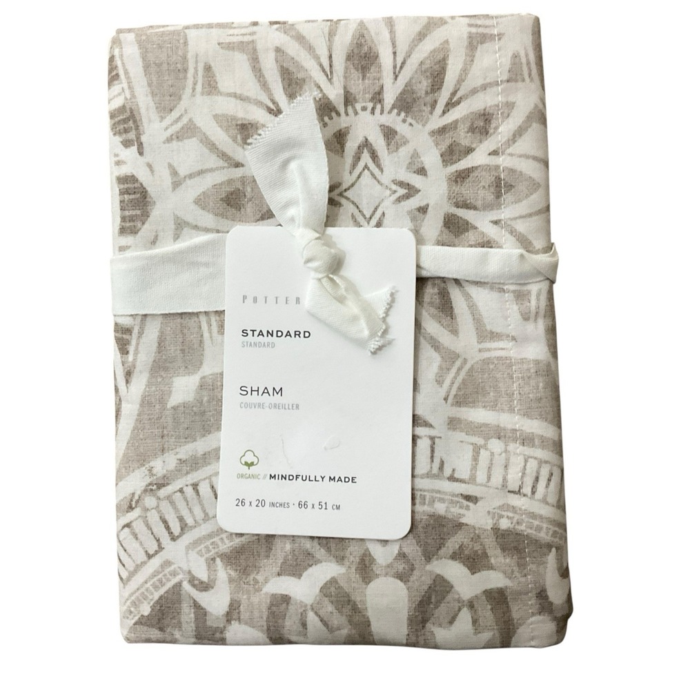 Pottery Barn Pillow Sham Riley Medallion‎ Organic Cotton Standard 26"x20" NEW